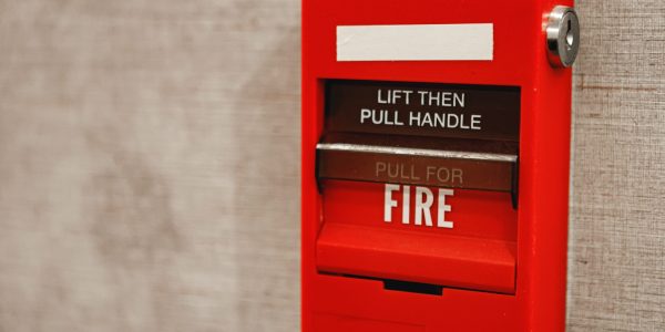 Fire alarm box on the wall close up photo